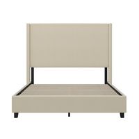 Alamont Home - Quinn Queen Size Upholstered Platform Bed with Channel Stitched Headboard - Beige - Alternate Views