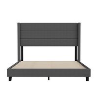 Flash Furniture - Hollis Queen Size Upholstered Platform Bed with Wingback Headboard - Charcoal - Alternate Views