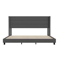 Flash Furniture - Hollis King Size Upholstered Platform Bed with Wingback Headboard - Charcoal - Alternate Views