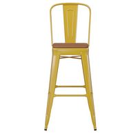 Alamont Home - Kai All-Weather Commercial Bar Stool with Removable Back/Poly Seat - Yellow/Teak - Alternate Views