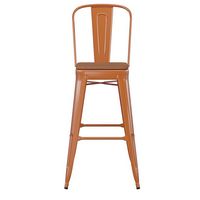 Alamont Home - Kai All-Weather Commercial Bar Stool with Removable Back/Poly Seat - Orange/Teak - Alternate Views