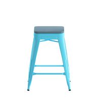 Alamont Home - Cierra Industrial Resin Backless Counter Stool (Set of 4) - Teal/Teal-Blue - Alternate Views