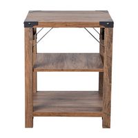 Flash Furniture - 3-Tier Side Table with Metal Side Braces and Corner Caps - Rustic Oak - Alternate Views