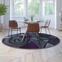 Alamont Home - Jubilee Collection Abstract Style Round Accent Area Rug 7' x 7' - Purple - Alternate Views