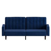 Alamont Home - Convertible Split Back Futon Sofa Sleeper with Wooden Legs - Navy - Alternate Views