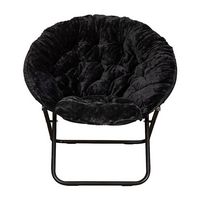 Flash Furniture - Folding XL Faux Fur Saucer Chair for Dorm or Bedroom - Black/Black - Alternate Views