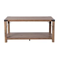 Alamont Home - 2-Tier Coffee Table with Metal Side Braces and Corner Caps - Rustic Oak - Alternate Views