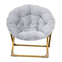 Alamont Home - Kids Folding Faux Fur Saucer Chair for Playroom or Bedroom - Gray/Soft Gold - Alternate Views