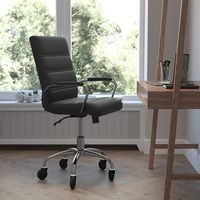 Alamont Home - Executive Chair on Skate Wheels - Black LeatherSoft/Chrome Frame - Alternate Views