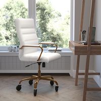 Alamont Home - Executive Chair on Skate Wheels - White LeatherSoft/Gold Frame - Alternate Views