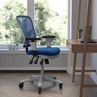 Alamont Home - Mid-Back Ergonomic Multifunction Mesh Chair with Polyurethane Wheels - Blue Mesh/W... - Alternate Views