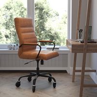 Alamont Home - Executive Chair on Skate Wheels - Brown LeatherSoft/Black Frame - Alternate Views