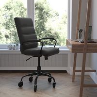 Alamont Home - Executive Chair on Skate Wheels - Black LeatherSoft/Black Frame - Alternate Views