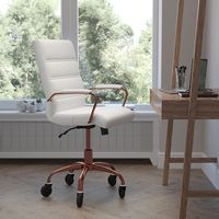 Alamont Home - Executive Chair on Skate Wheels - White LeatherSoft/Rose Gold Frame - Alternate Views
