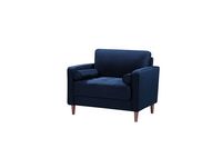 Lifestyle Solutions - Langford Chair with Upholstered Fabric and Eucalyptus Wood Frame - Navy Blue - Alternate Views