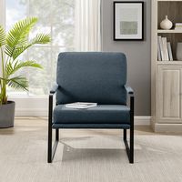 Walker Edison - Modern Metal-Arm Accent Chair - Indigo Blue - Alternate Views