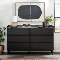 Walker Edison - Modern Minimalist 6-Drawer Solid Wood Dresser - Black - Alternate Views