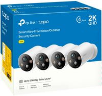 TP-Link - Tapo 4-pack 2K Indoor/Outdoor Cameras with 10000mAh Battery (Up to 300 days of power) a... - Alternate Views