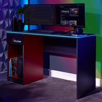 X Rocker - Carbon-Tek Gaming Desk with LED - Black / Red - Alternate Views