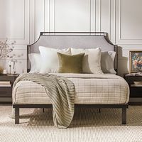 Walker Edison - Traditional Metal Upholstered Queen Bedframe - Gray - Alternate Views