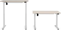 Steelcase - AMQ Sit-to-Stand Desk - White Base Light Oak Top - Alternate Views