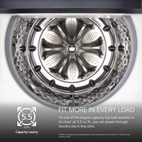 LG - 5.5 Cu. Ft. High Efficiency Smart Top Load Washer with EasyUnload - Alpine White - Alternate Views