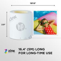 HP Sprocket Panorama 16.4' (5 Meter) Zink Paper Roll, Sticky Backed Photo Paper Roll - White - Alternate Views