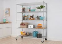 TRINITY - BASICS EcoStorage 5-Tier | 60x24x72 | Wire Shelving | NSF | w/ Wheels | - Chrome - Alternate Views