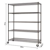 TRINITY - BASICS 5-Tier |60x24x72| Wire Shelving | NSF | w/ Wheels | - Black - Alternate Views