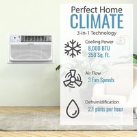 Keystone - 8,000 BTU 115V Through-the-Wall Air Conditioner with Follow Me LCD Remote Control - White - Alternate Views