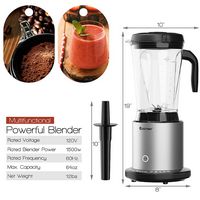 Costway - 1500W Countertop Blender Smoothie Maker High Power Blender w/ 10 Speeds - Black/Silver - Alternate Views