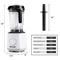 Costway - 1500W Countertop Smoothies Blender 10 Speed w/ 6 Pre-Setting Programs - White - Alternate Views
