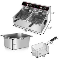 Costway - 3400w Electric Countertop Deep Fryer Dual Tank Commercial Restaurant Steel - Silver - Alternate Views