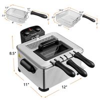 Costway - Electric Deep Fryer 5.3QT/21-Cup 1700W w/ Triple Basket - Black/Silver - Alternate Views