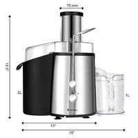 Costway - Electric Juicer Wide Mouth Fruit & Vegetable Centrifugal Juice Extractor 2 Speed - Blac... - Alternate Views