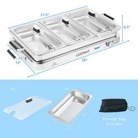 Costway - Food Warmer Buffet Server 450W Electric Warming Tray for Parties - Silver - Alternate Views