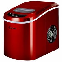 Costway - Portable Compact Electric Ice Maker Machine Mini Cube 26lb/Day - Red - Alternate Views