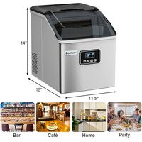 Costway - Stainless Steel Ice Maker Machine Countertop 48Lbs/24H Self-Clean with LCD Display - Si... - Alternate Views