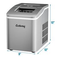 Costway - Portable Ice Maker Machine Countertop 26Lbs/24H Self-cleaning w/ Scoop - Silver - Alternate Views