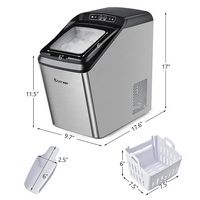 Costway - Nugget Ice Maker Machine Countertop Chewable Ice Maker 29lb/Day Self-Cleaning - Silver - Alternate Views