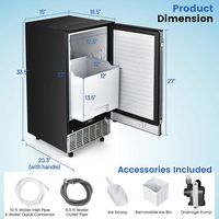 Costway - Built-in Ice Maker Free-Standing/Under Counter Machine 80lbs/Day w/ Drain Pump - Silver... - Alternate Views