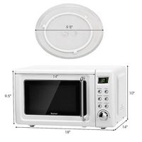 Costway - 0.7Cu.ft Retro Countertop Microwave Oven 700W LED Display Glass Turntable - White - Alternate Views