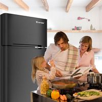 Costway - Refrigerator Small Freezer Cooler Fridge Compact 3.2 cu ft. Unit, - Black - Alternate Views