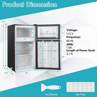 Costway - 3.2 Cu.Ft Mini Refrigerator with Freezer Compact Fridge with 2 Reversible Door - Black - Alternate Views