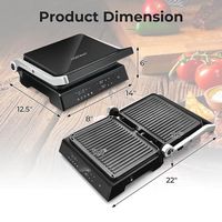 Costway - Electric Panini Press Grill Sandwich Maker with LED Display & Removable Drip Tray - Black - Alternate Views