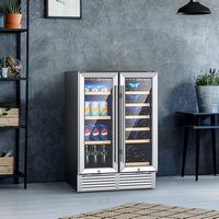 Costway - 24'' Dual Zone Wine and Beverage Cooler Refrigerator Dual Control Refrigerator - Silver - Alternate Views