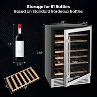 Costway - 24 Inch Wine Cooler 51 Bottles Dual Zone Wine Refrigerator Built-In Freestanding - Blac... - Alternate Views