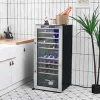 Costway - 43 Bottle Wine Cooler Refrigerator Dual Zone Temperature Control w/ 8 Shelves - Black - Alternate Views