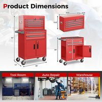 Costway - 2 in 1 Rolling Cabinet Storage Organizer Chest Box Garage 6 Drawer Toolbox - Red - Alternate Views
