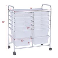 Costway - 12 Drawer Rolling Storage Cart Scrapbook Paper Office School Organizer - Clear - Alternate Views